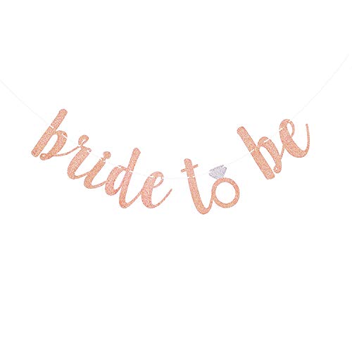 Famoby Rose Pink Glittery Bride to Be Banner for Engagement Wedding Party Bachelorette Party Decorations Supplies