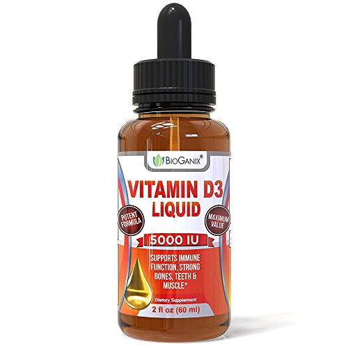 Bioganix Vitamin D3 Liquid Supplement for Mood, Muscle, Bone, Teeth and Immune Support, Pure High Potency Drops is 100% Natural from Lichen, Non-GMO & Vegan for VIT D3 Deficiency (120 Servings)