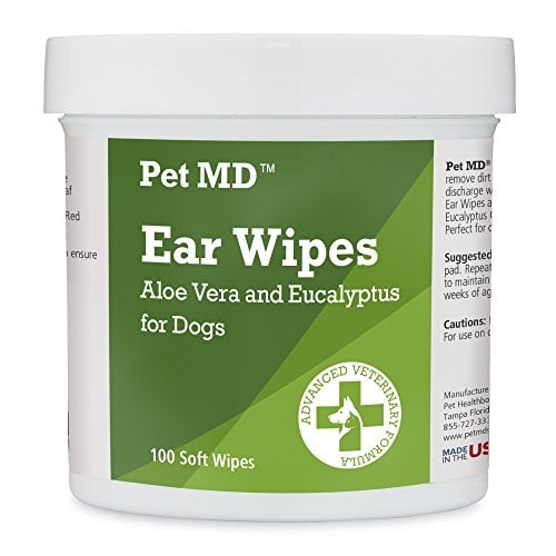 Book Cover Pet MD - Dog Ear Cleaner Wipes - Otic Cleanser for Dogs to Stop Itching, Yeast and Mites with Aloe and Eucalyptus - 100 Count