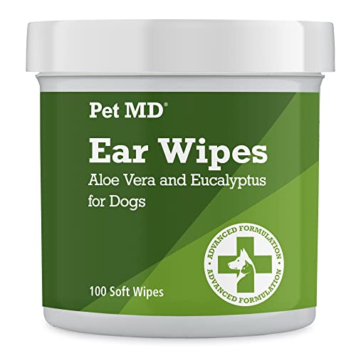 Pet MD - Dog Ear Cleaner Wipes - Otic Cleanser for Dogs to Stop Itching, Yeast and Mites with Aloe and Eucalyptus - 100 Count