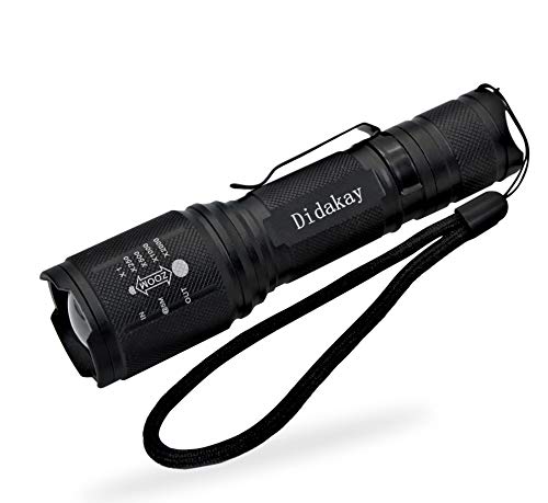 Didakay 3000 High Lumen Flashlight LED Tactical Ultra Bright - L2 BULB Zoomable 5 Modes w/Adj Focus Lifetime GUARANTEE and w/ 2 Free e-books