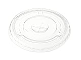 GUSTO [100 Count] Clear Flat PET Plastic Lids (No Hole) 98mm Snap-On Lids for 12, 16, 20 & 24 oz Milkshake Cups, Leak-Resistant & Stackable (Formerly Comfy Package)