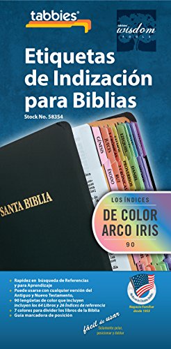 Book Cover Tabbies Rainbow Spanish Bible Indexing Tabs, Old & New Testaments, 90 Tabs Including 64 Books & 26 Reference Tabs, Multi-Colored (58354)