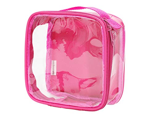 Clear TSA Approved 3-1-1 Travel Toiletry Bag/Transparent See Through Organiser (Pink)