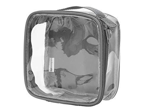 Clear TSA Approved 3-1-1 Travel Toiletry Bag for Carry On / Quart Size Transparent Liquids Pouch for Airport Security & Carry On / Reusable See Through Vinyl & PVC Plastic Organizer for Men and Women (Gray)