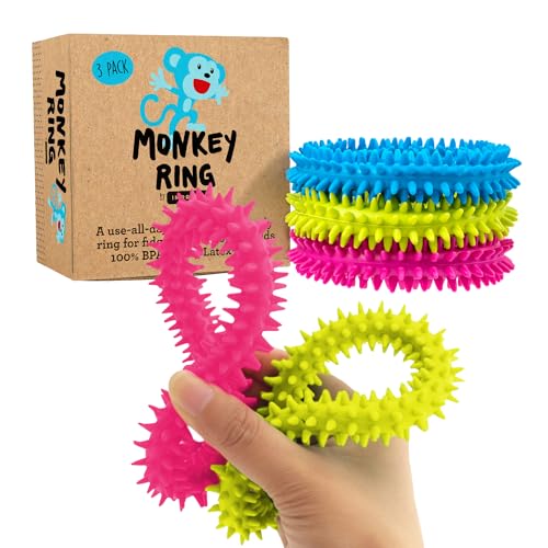 Book Cover Spiky Sensory Ring / Bracelet Fidget Toy (Pack of 3) - No BPA, Phthalate, Latex - Fidgets Toys / Stress Rings for Children and Adults - by Impresa Products