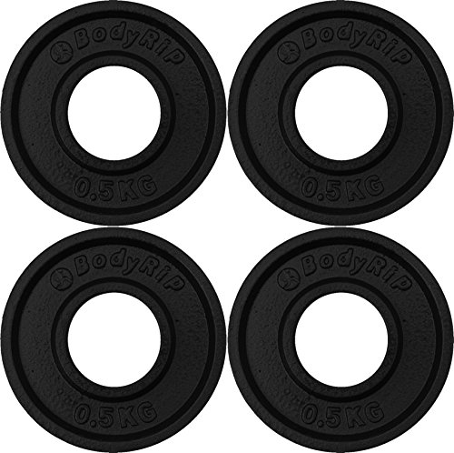 BodyRip Lot de 4 poids disques olympiques en fonte 5,1 cm de 0,5 kg