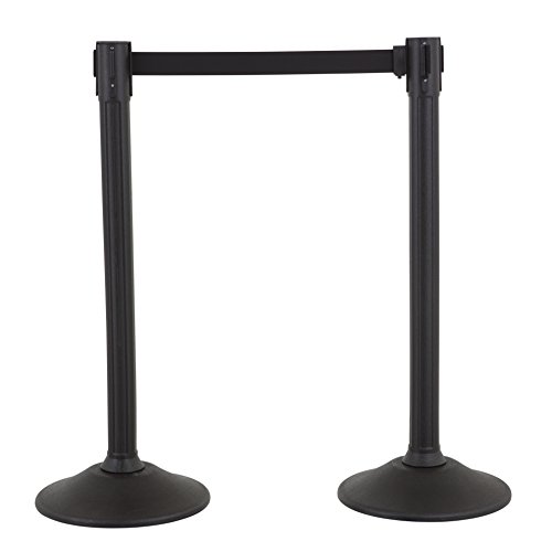 US Weight - U2000 Sentry Stanchion with 6.5 Foot Retractable Belt â€“ Easy Connect Assembly (2-Pack), Black