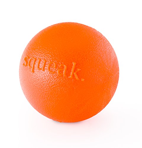 Planet Dog Orbee-Tuff Squeak, Nearly Indestructible Dog Ball Fetch-Chew Toy for Aggressive Chewers, Made in the USA, Medium 3-Inch, Orange