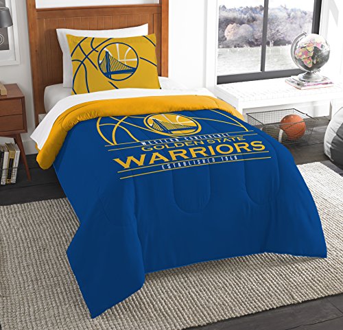 Officially Licensed NBA Golden State Warriors Reverse Slam Twin Comforter and Sham