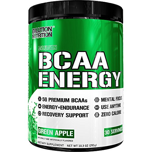 Book Cover Evlution Nutrition BCAA Energy - High Performance Amino Acid Supplement for Anytime Energy, Muscle Building, Recovery and Endurance, Pre Workout, Post Workout (Green Apple, 30 Servings)