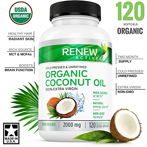 Coconut Oil Capsules for Hair Growth, Radiant Skin & Natural Weight Loss - Unrefined Coconut Oil Rich in MCFA and MCT - 2 Month Supply!