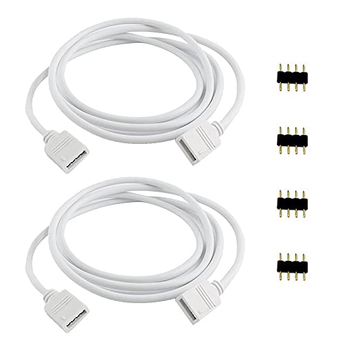 VIPMOON 2 Pack 2.5M 8.2ft Extension Cable Connect Female Plug to SMD 5050 RGB LED Strip light with Free 4pcs 4pin Connector