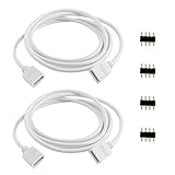 RGBZONE 2 Pack 2.5M 8.2ft Extension Cable Connect Female Plug to SMD 5050 RGB LED Strip Light with Free 4pcs 4pin Connector