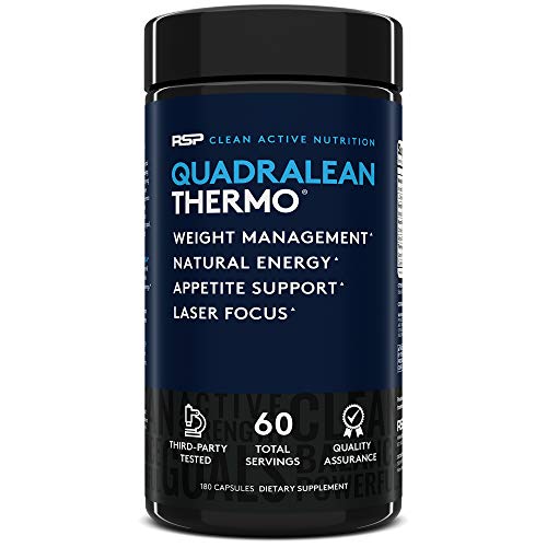 RSP QuadraLean Thermogenic Fat Burner for Men & Women, Weight Loss Supplement, Crash-Free Energy, Metabolism Booster & Appetite Suppressant, Diet Pills, 60 Serv (Packaging May Vary)