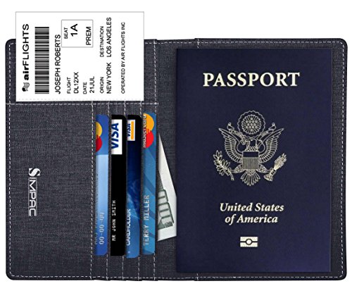 SimpacX Fabric Passport Holder Wallet Cover Case RFID Blocking Travel Wallet (black)