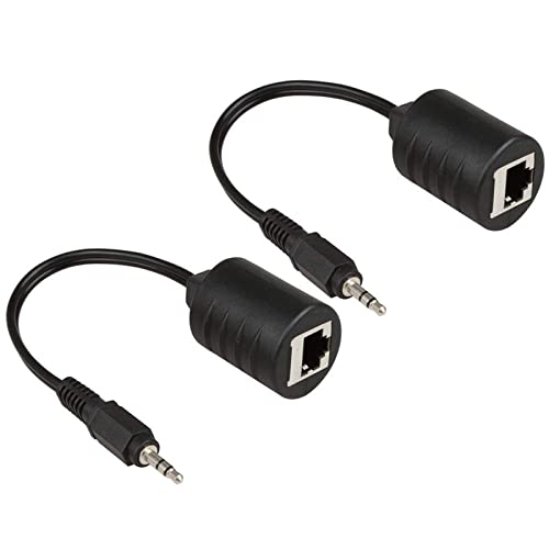 LINESO 2Pack 3.5mm Stereo to RJ45 Female Extender Over Cat5&Cat6 Cable (2X 3.5mm to RJ45 Female)