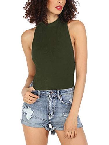 Verdusa Women's Sleeveless Mock Neck Leotard Jumpsuit Bodice Bodysuit Tops