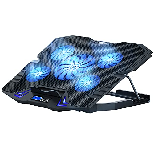 Book Cover TopMate C5 12-15.6 inch Gaming Laptop Cooler Cooling Pad | 5 Quiet Fans and LCD Screen | 2500RPM Strong Wind Designed for Gamers and Office