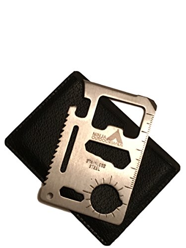 Ninja Outdoorsman 11 in 1 Stainless Steel Credit Card Pocket Sized Survival Multi Tool (Single)