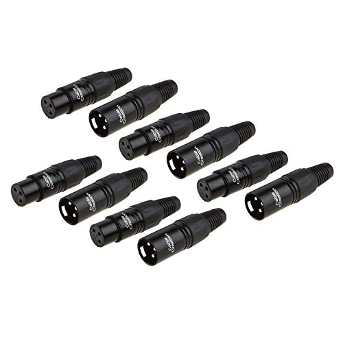 CableCreation [5-Pair XLR 3 Pin Male/Female Audio Mic Microphone Connector, Black Housing