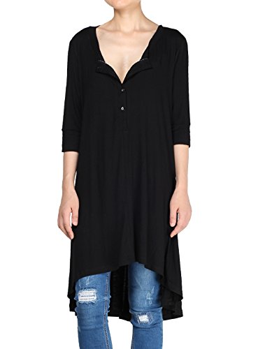 Mordenmiss Women's Half Sleeve High Low Loose Tunic Tops Casual Tee Shirts