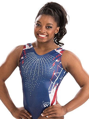 Gymnastics Leotards for Girls & Women | GK Simone Biles Firecracker (Blue) One Piece Athletic, Dance & Ballet Leotard | Kids Costumes & Dancewear Apparel