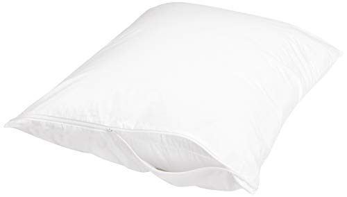 Book Cover Amazon Basics 100% Cotton Hypoallergenic Pillow Protector Case - Standard, White