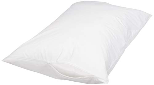 Book Cover Amazon Basics 100% Cotton Hypoallergenic Pillow Protector Case - Queen, White