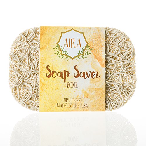 Aira Soap Saver - Soap Dish & Soap Holder Accessory - Reach Compliant & Plant Based BPA Free Shower & Bath Soap Holder - Drains Water, Circulates Air, Extends Soap Life 1 Pack Bone
