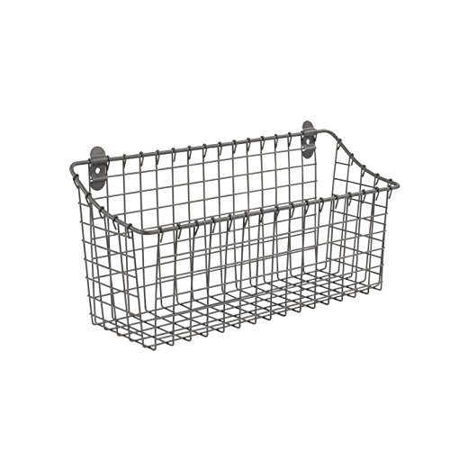 Spectrum Diversified Vintage Wall Mount Storage Basket, Extra Large, Industrial Gray