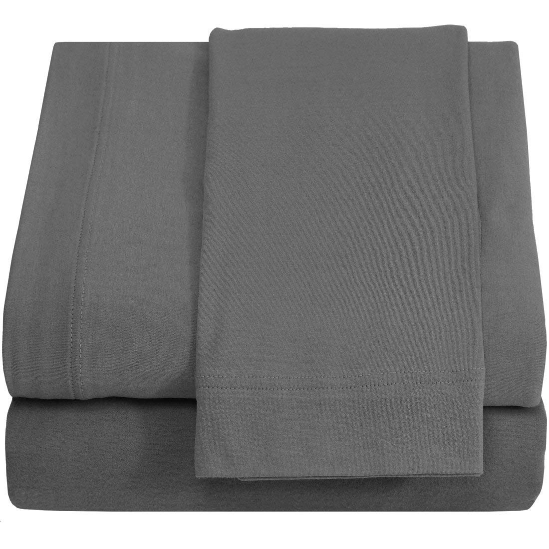 Book Cover Twin Extra Long 100% Cotton jersey Sheet Set - Soft and Comfy - By Crescent Bedding Grey Twin XL Twin XL Grey