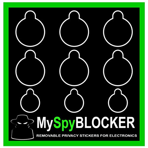 Book Cover MySpyBlocker Webcam Cover / Camera Lens Covers for Online Privacy! Removable & Reusable. Bulk Pack (6 Sheets x 9 stickers - 54 UNIVERSAL Black Webcam Covers.)