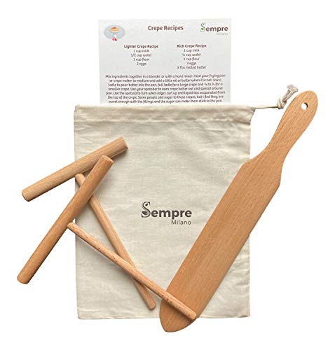 Book Cover The ORIGINAL Crepe Spreader and Spatula Set, Natural Beechwood 3 Piece Kit (5