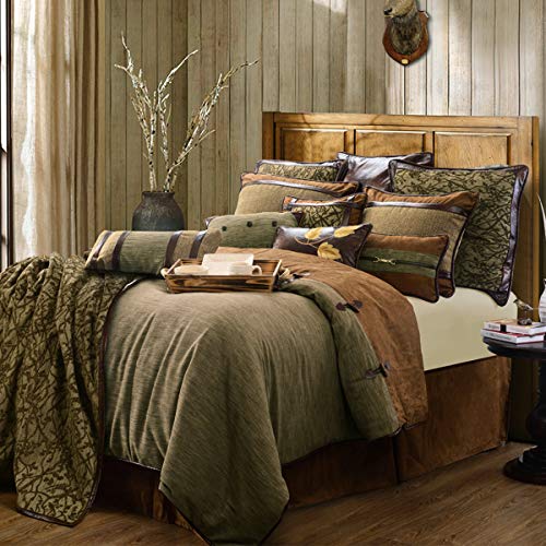 Book Cover HiEnd Accents Highland Lodge 5 Piece Comforter Set, Warm Bedspread, Super King Size, Rustic Cabin Western Luxury Bedding Set, 1 Comforter, 1 Bed Skirt, 2 Pillow Shams, 1 Accent Pillow