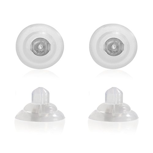 Book Cover Universal EZback Earring Backs Soft Clear Silicone and Sterling Silver Medium 2 Pairs