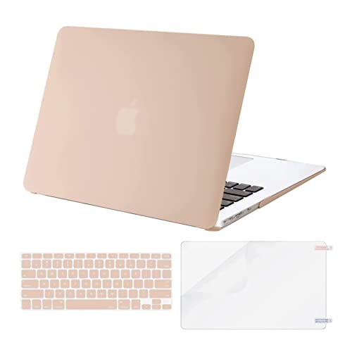 Book Cover MOSISO Compatible with MacBook Air 13 inch Case (Models: A1369 & A1466, Older Version 2010-2017 Release), Protective Plastic Hard Shell Case & Keyboard Cover & Screen Protector, Camel