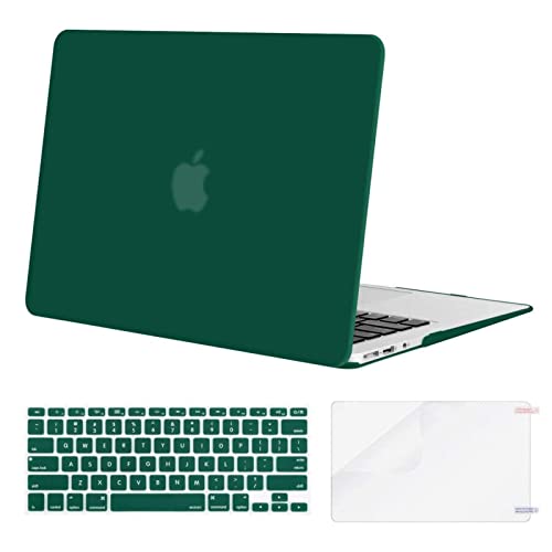 Book Cover MOSISO Compatible with MacBook Air 13 inch Case (Models: A1369 & A1466, Older Version 2010-2017 Release), Protective Plastic Hard Shell Case & Keyboard Cover & Screen Protector, Peacock Green