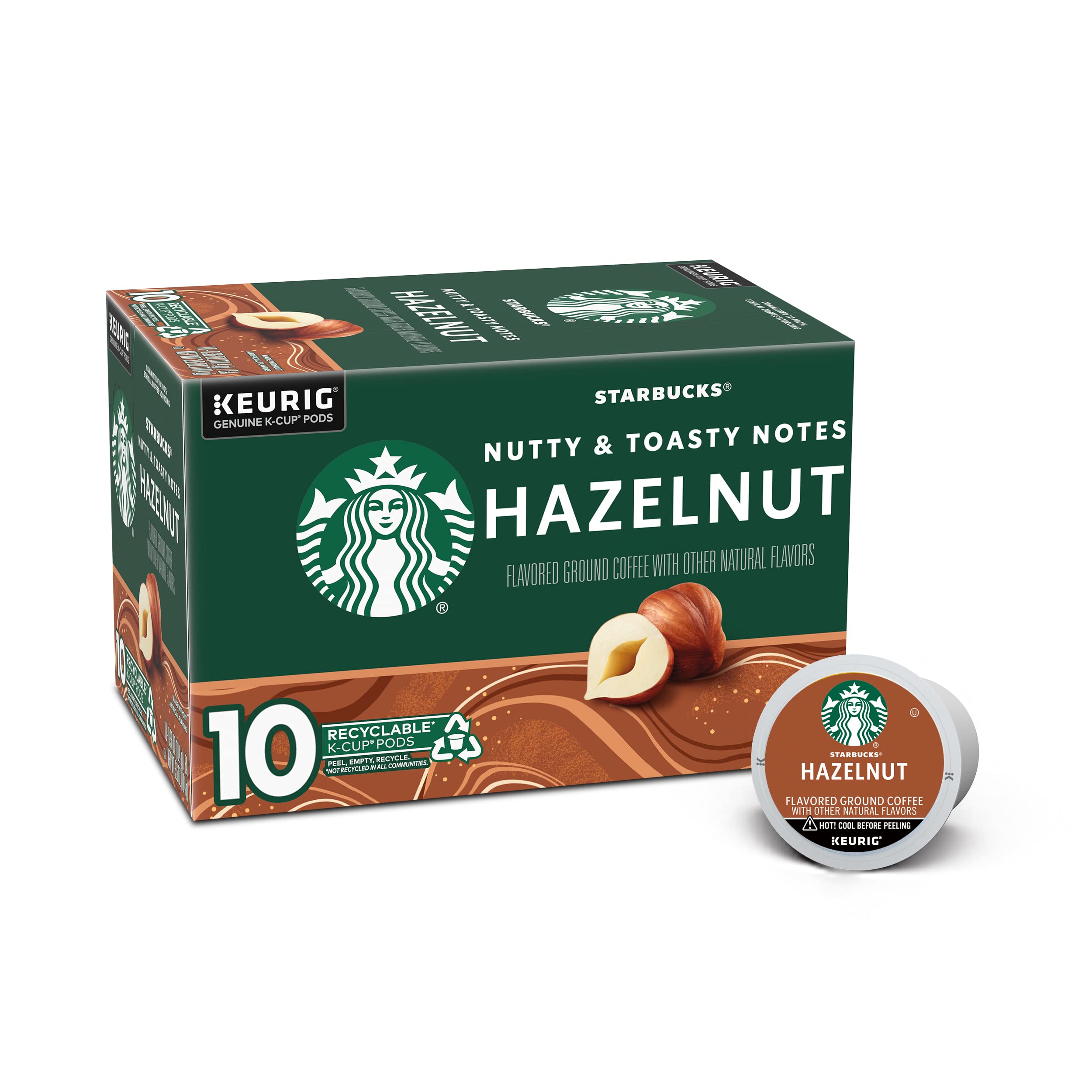Book Cover Starbucks Hazelnut Flavored Medium Roast Single Cup Coffee for Keurig Brewers, 10 Count