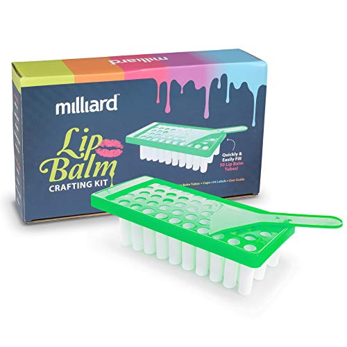 Milliard Lip Balm Crafting Kit â€“ Includes Lip Balm Pouring Tray & 50 White 0.15oz (4.25g) Balm Tubes
