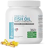 Bronson Omega 3 Fish Oil Triple Strength 2720 mg 1250 EPA 488 DHA Non GMO, Gluten Free, 360 Softgels