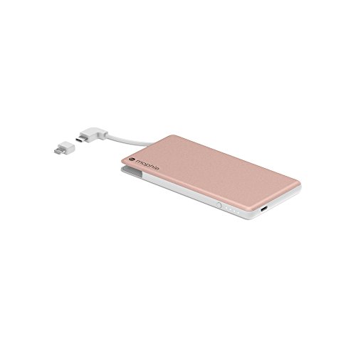 mophie powerstation Plus Mini External Battery with Built in Cables for Smartphones and Tablets (4,000mAh) - Rose Gold