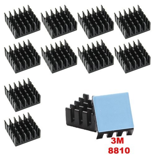 Gadgeter 10pcs Aluminum Heatsink Cooler Circuit Board Cooling Fin for Raspberry Pi,VGA RAM,IC Chips,Mosfet SCR,South Bridge,North Bridge, with 3M 8810 Thermally Conductive Heat Transfer Tape