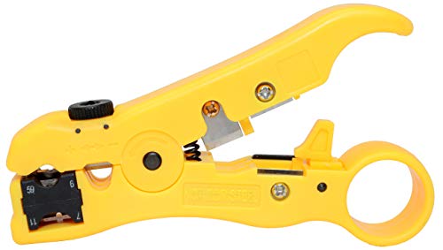 USG CCTV Cable Stripper Coaxial RG59, RG6, RG7, RG11 Network Cat5e, Cat6, UTP, STP Round & Flat Cable Comfortable Grip High Grade Steel + Plastic Construction Premium Pro Grade