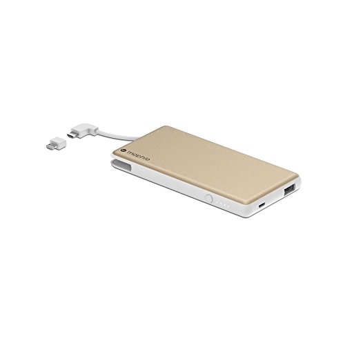 mophie powerstation Plus External Battery with Built in Cables for Smartphones and Tablets (6,000mAh) - Gold