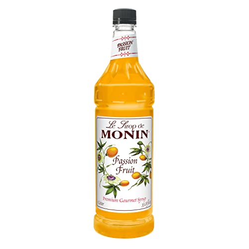 Monin - Passion Fruit Syrup, Sweet Tropical Flavors, Great for Teas, Sodas, & Cocktails, Natural Flavors, No Artificial Sweeteners or Ingredients, Gluten-Free, Vegan, Non-GMO, Clean Label (1 Liter)