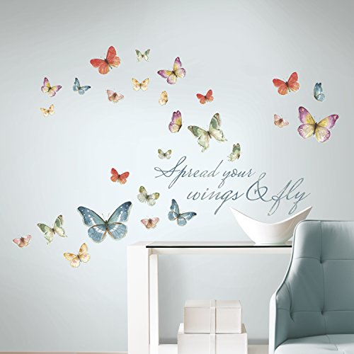 Book Cover RoomMates RMK3263SCS Lisa Audit Butterfly Quote Peel and Stick Wall Decals