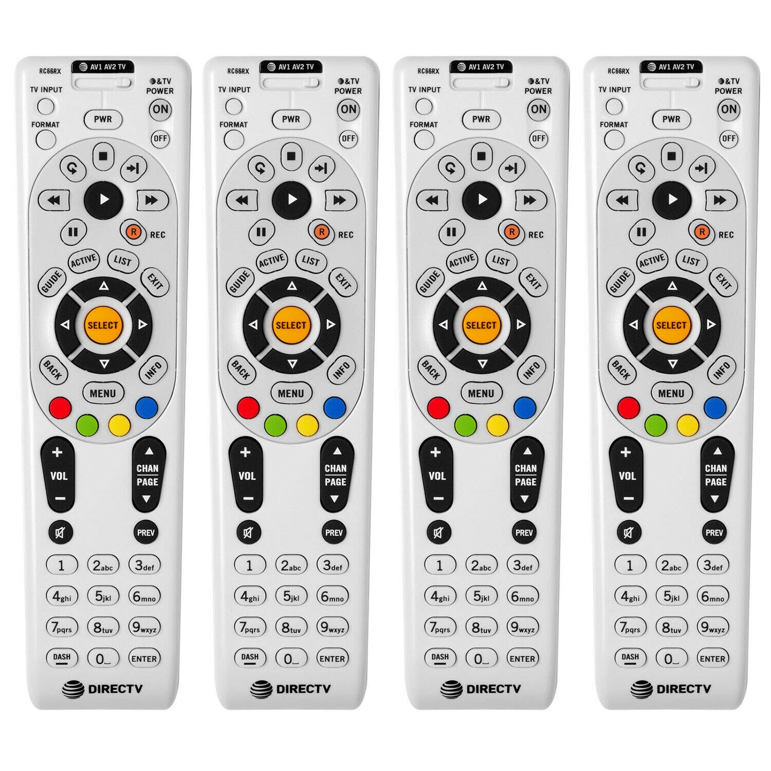 4 Pack Remote Controls DirecTV RC66RX RF (Remote Control's Replaces RC65RX)