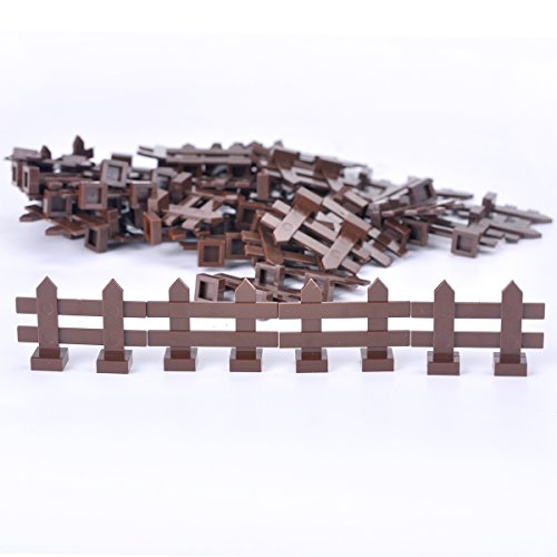 Book Cover Taken All Brown Picket Fence Pieces -50pcs Building Block Scenery Accessories Compatible with Major Brands