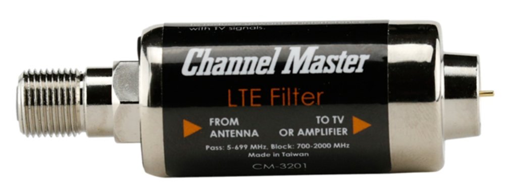 Channel Master CM-3201 LTE Filter - Optimized for new 2023 LTE, and 5G, Standards in the US. - Blocks LTE and 5G signals that interfere with TV antenna reception.